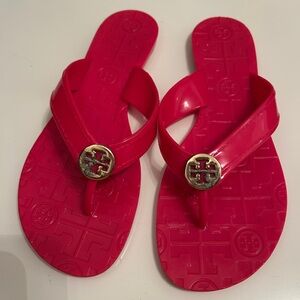 Tory Burch Red Sandals with Gold Accents